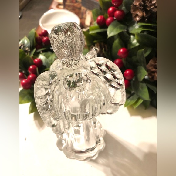 8787 Crystal Clear Angel Playing Harp Taper Candle Holder - Picture 4 of 10